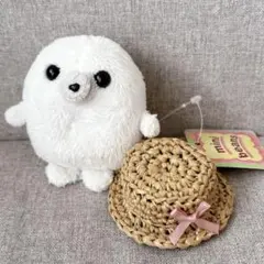 リボン麦わら帽子　あみぐるみ　ハンドメイド　手編み ぬい活　ぬい服 着せ替え