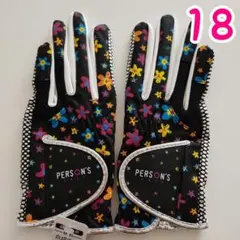 パーソンズ レディース ゴルフグローブ 両手用18cm ブラック