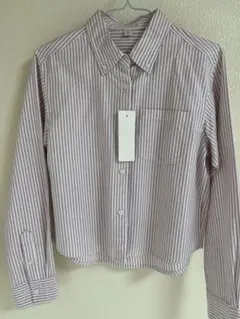 GU オックスフォードストライプショートシャツ レッド