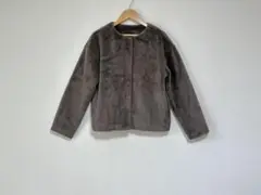 ユニクロUNIQLOノーカラーファージャケットポケット付