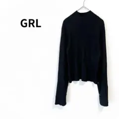 【グレイル GRL】 ハイネック 長袖 ニット セーター 無地 ブラック 黒 S