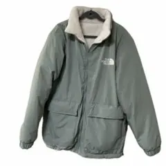 カーキ×ホワイトNORTH FACE リバーシブル ダウンジャケット ボア付
