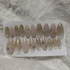 ベージュ ゴールド ネイルチップ 20個セット