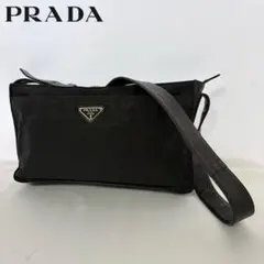 PRADA レザー 切り替え ナイロン 三角ロゴ ワンショルダーバック ブラック