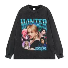 aespa Winter Tシャツ ヴィンテージ加工 aespa Winter Tシャツ ヴィンテージ加工 Vintage AESPA Winter Graphic