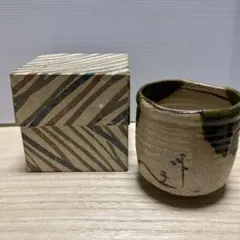 E-1 織部焼 湯呑み 茶器 陶器 共箱 湯飲み 湯のみ 骨董 伝統工芸 茶道具