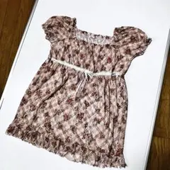 『美品』COLZA 花柄 チェック柄 チュニック 半袖 Lサイズのサムネイル