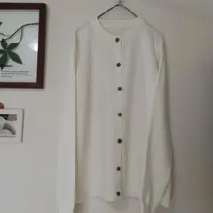 レディース　あったか素材　ニットカーディガン　ＸＬサイズ　ホワイト