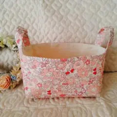 花柄布製オーバルバスケット☆タナローン