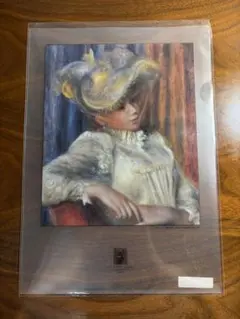 ルノワール、【白い帽子の娘】、希少画集画、新品高級額・額装付、状態良好 ルノワール、【白い帽子の娘】、希少画集画、新品高級額・額装付