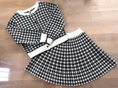 チェック柄カーディガンとスカートセット