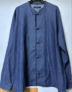 RAGEBLUE デニム チャイナシャツ インディゴ　ブルー　Lサイズ
