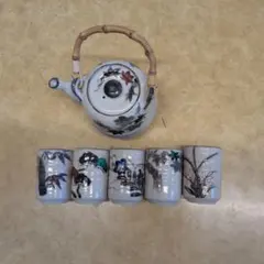 紅葉模様急須と湯呑み5個セット