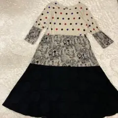 スカラー　 ScoLar 水玉カットボイル異素材ワンピース　アニマル✖️キノコ