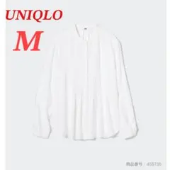 ユニクロ　レーヨンピンタックブラウス　シャツ　ギャザー　上品　ホワイト　Mのサムネイル