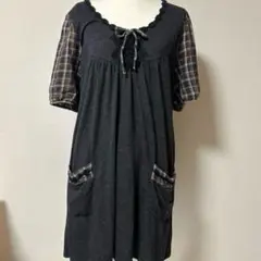 NEO森ガール フェアリーグランジ チェック柄 チュニック ワンピース 半袖