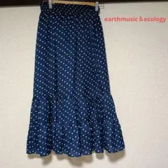 earthmusic＆ecologyドット柄 ロングフレアスカート