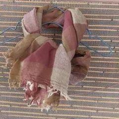 これからの季節に⭐クールウール超ロングストール⭐チェック⭐赤茶系⭐大判ストール