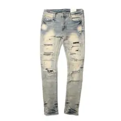 [mnml] Paisley Stretch Denim Blue/Black