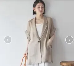DOUX ARCHIVES メッシュ フレンチ スリーブ ジャケット ベージュのサムネイル
