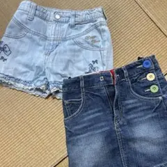 デニムショートパンツ、スカート 130cm 2点セット
