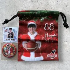 大阪エヴェッサ #88牧隼利選手 クリスマス缶バッジ おみくじシール 巾着