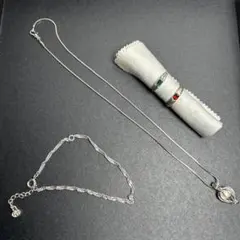 シルバー系 アクセサリー 4点 ネックレス パール ブレスレット 指輪2点