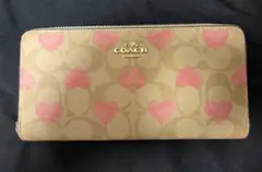 【美品】COACH ハート柄 長財布 ゴールド/ピンクのサムネイル
