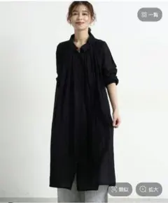 studio clip コットンボイルギャザーシャツワンピース ブラック 未使用のサムネイル
