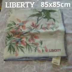 LIBERTY 花柄スカーフ 100%コットン85cm x 85cmクリーム色系