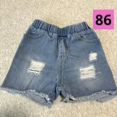 SHEIN デニムショートパンツ 86サイズ　ダメージ