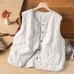 ポケット付き 袖なし 暖かい ベスト アウター 無地＆シンプル レトロ