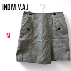 【インディヴィヴァイ】タイトスカート グレーM カジュアルオフィス キレイ 美品
