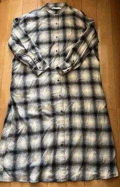 AMERICAN HOLIC バンドカラーロングワンピース　M チェックグレー