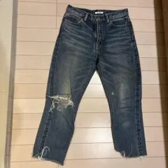 SLY JEANSダメージ加工 ストレートデニム