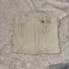 ZARA ビスチェ　ストライプ　yellow Green