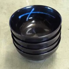 宅配便60サイズ送料着払い 深みのある黒 丼 どんぶり 4個セットのサムネイル