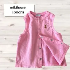 ミキハウス／ノースリーブベスト クマ刺繍 ピンク 100cm