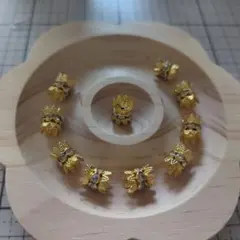 ゴールド ロンデル スペーサー ブレスレット ストラップ 花形 パーツ 10個