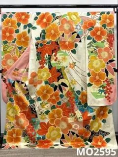 ポリエステル振袖 刺繍 兎 鳥 牡丹 身丈167cm MOP366 - メルカリ