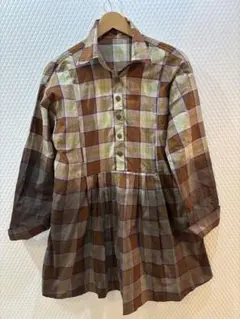 EL RODEO エルロデオ チェック柄長袖シャツワンピース