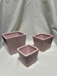 新品未使用　フラワーベース・花器　３点セット　ピンク