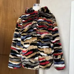 マルチカラーストライプファーコート