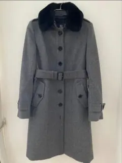 バーバリー　ロングコート　ラビットファー付き　美品