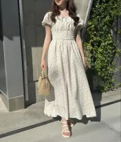 ワンアフター　アナザー　ナイスクラップ　シャーリングパフスリーブワンピース
