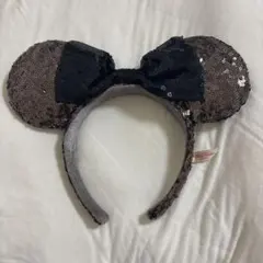 ミッキー耳カチューシャ スパンコール 黒