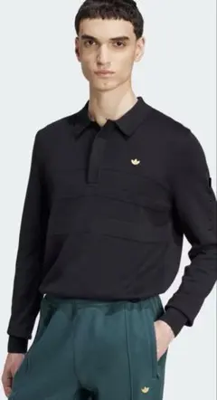 アディダス ブラック 長袖ポロシャツ