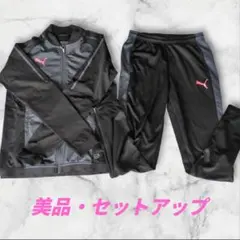 【超美品】PUMA プーマ ジャージ 上下 セットアップ メンズ L 黒　グレー