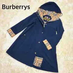 バーバリー ロングコート フード ネイビー ノバチェック ホースロゴ