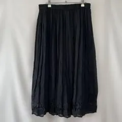 ブラック ロングスカート 【3L】透け感あり　重ね着　海外輸入古着